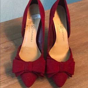 Red Swede high heels with bows -size 6